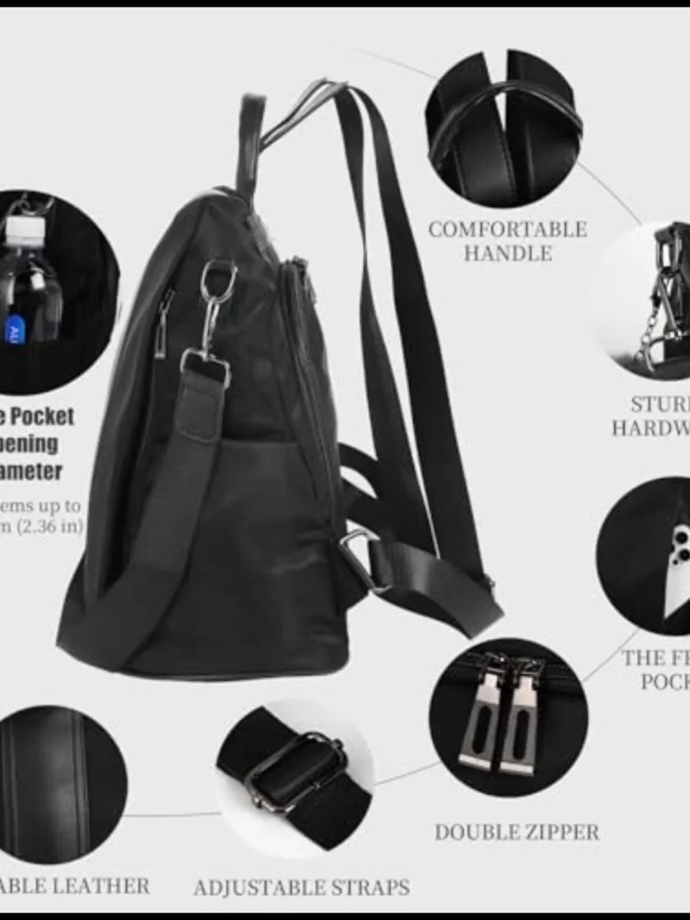 Waterproof Nylon Anti-theft Backpack Purse Lightweight Travel Shoulder Bag